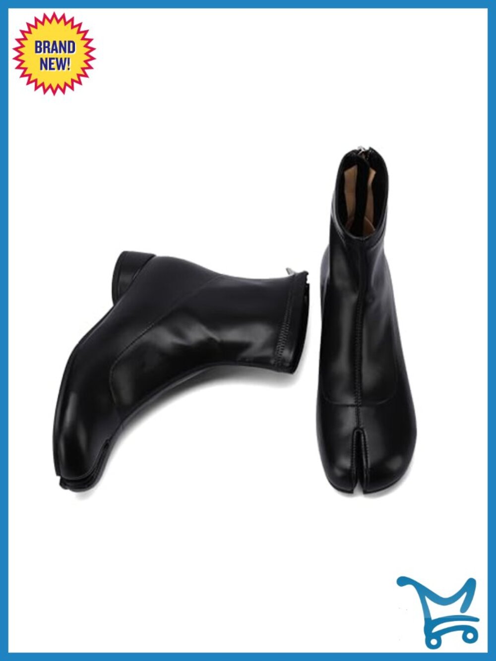 Split Toe Ankle Boots Tabi Japanese Ninja Shoes PU Leather Block Heel Booties